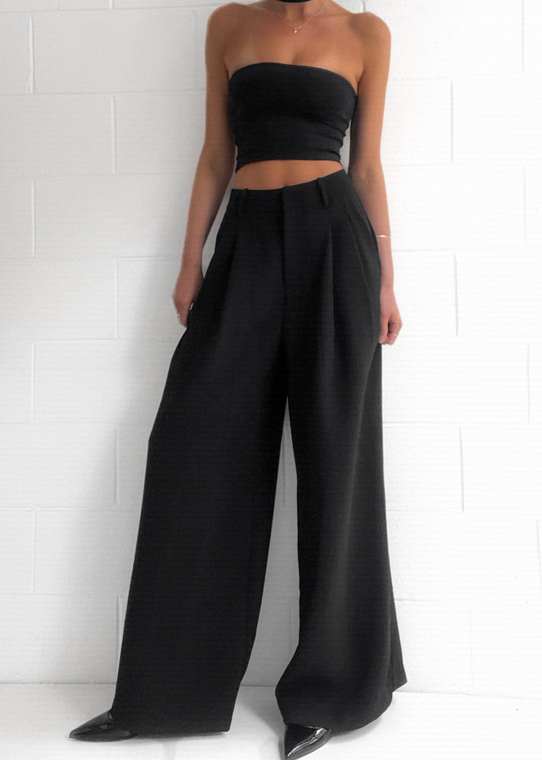 Mandi | Women's Black High Waist Palazzo Trousers