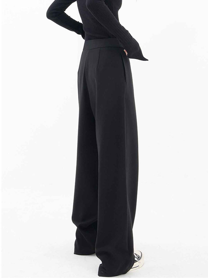 Women's High Waist Asymmetrical Wide Leg Pants - Elegant Fit