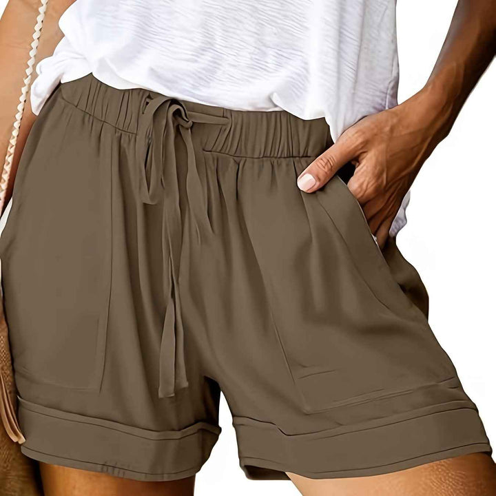 Women's Relaxed Drawstring Shorts for Comfort Olive Brown