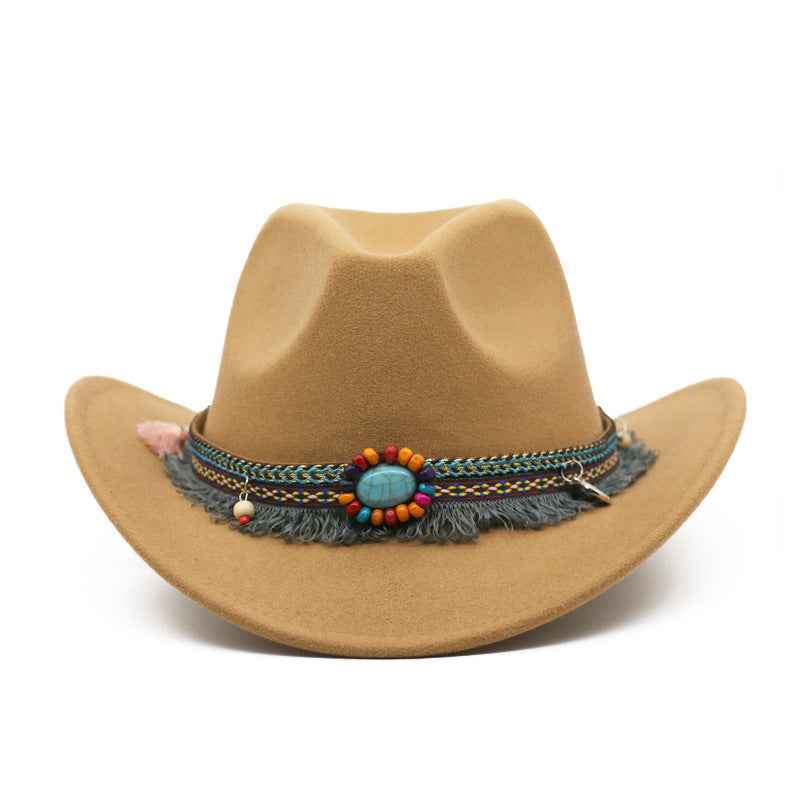 Cowboy Hats for Men & Women - Stylish Curled Felt for Riding Adventures Camel