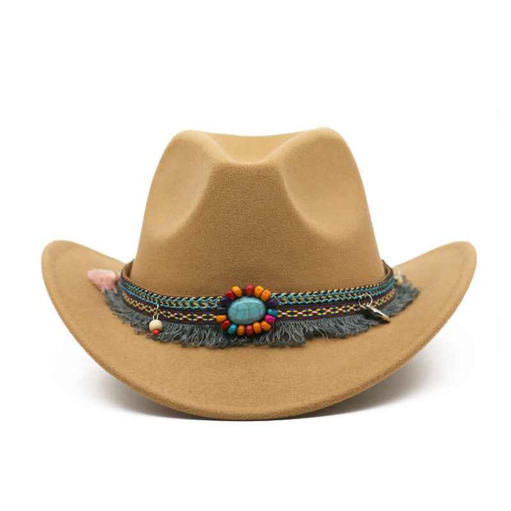 Cowboy Hats for Men & Women - Stylish Curled Felt for Riding Adventures Camel