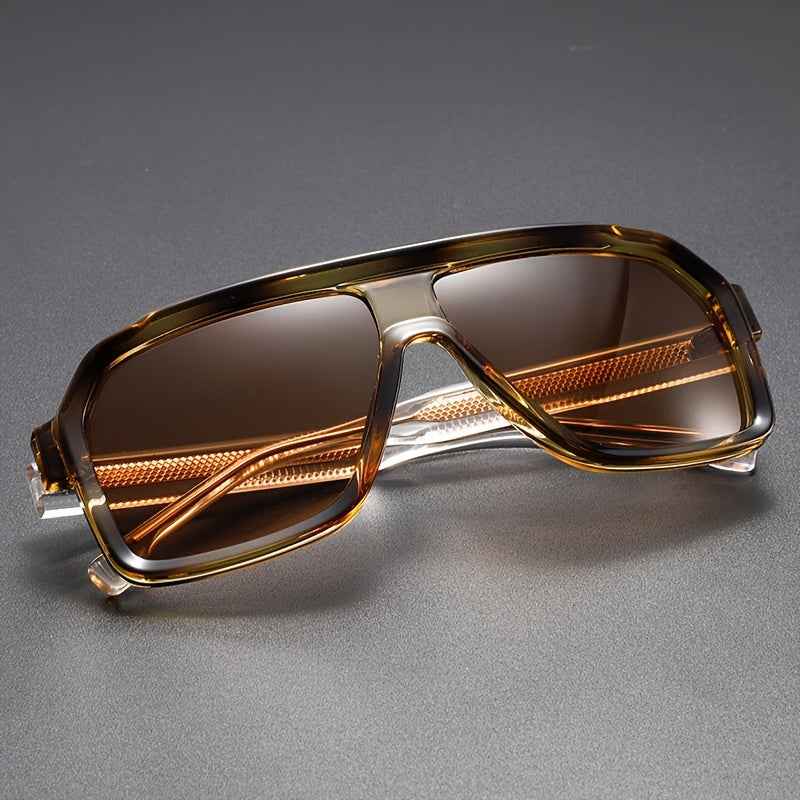 Large Shield Aviator Sunglasses Green