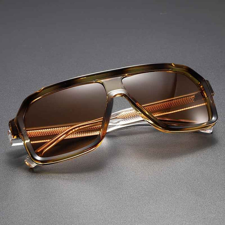 Large Shield Aviator Sunglasses Green