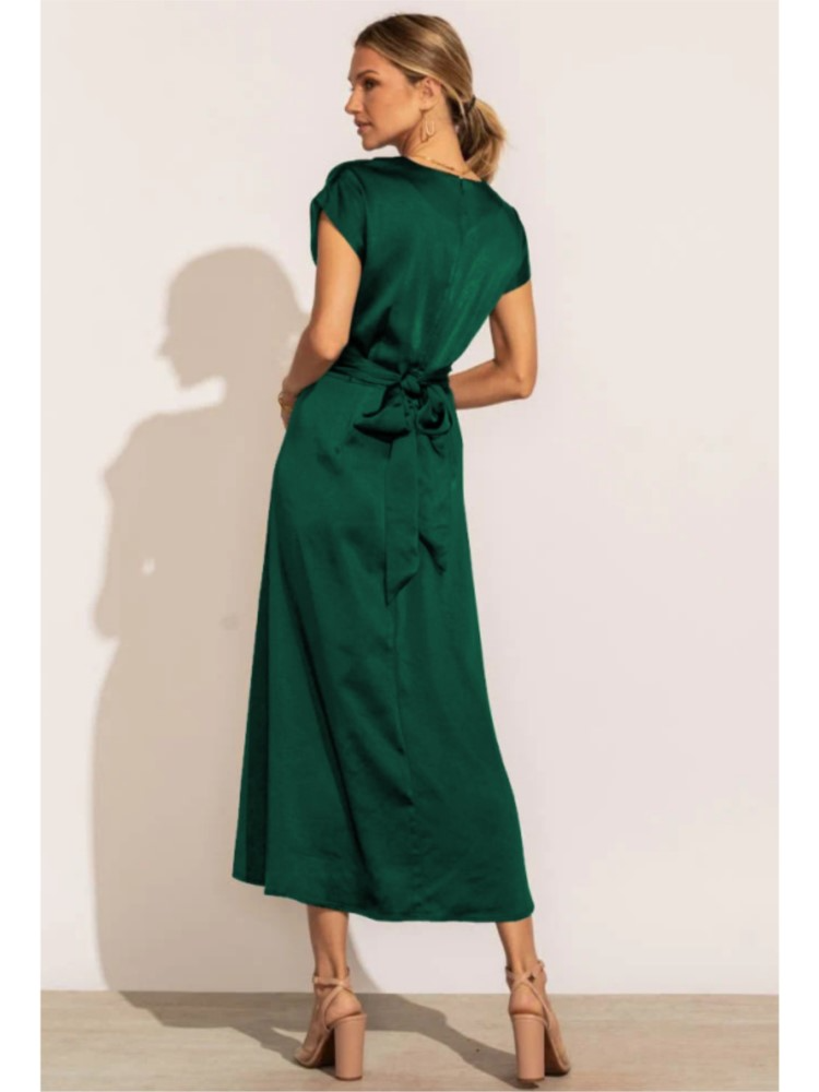 Women's Cross-Over Satin Dress