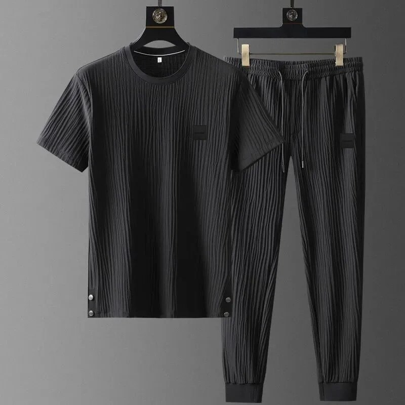 Cool Ice Silk Two-Piece Set Black