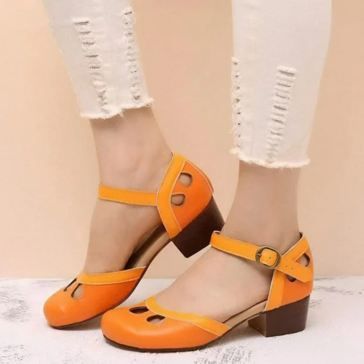 Patti | Comfortable Low-Heeled Sandals Orange
