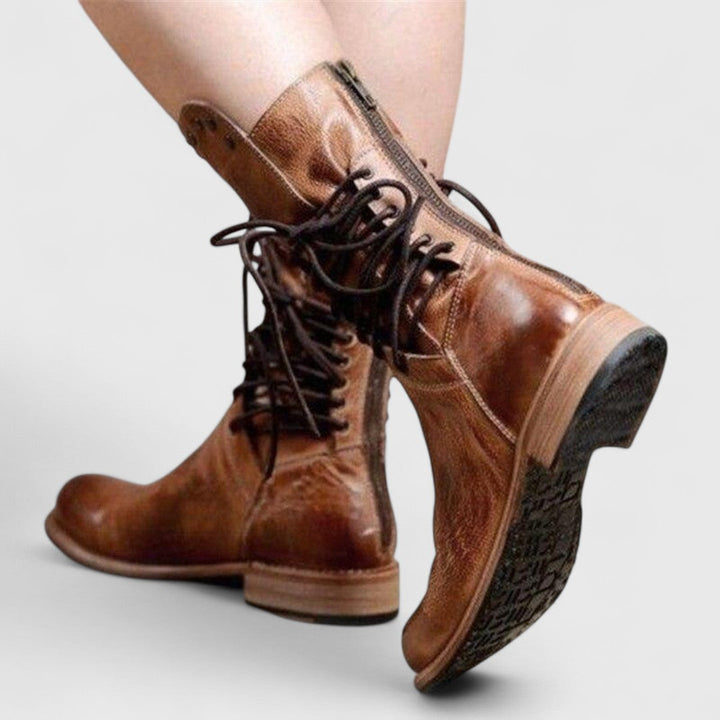 Women's Studded Lace-Up Mid-Calf Boots