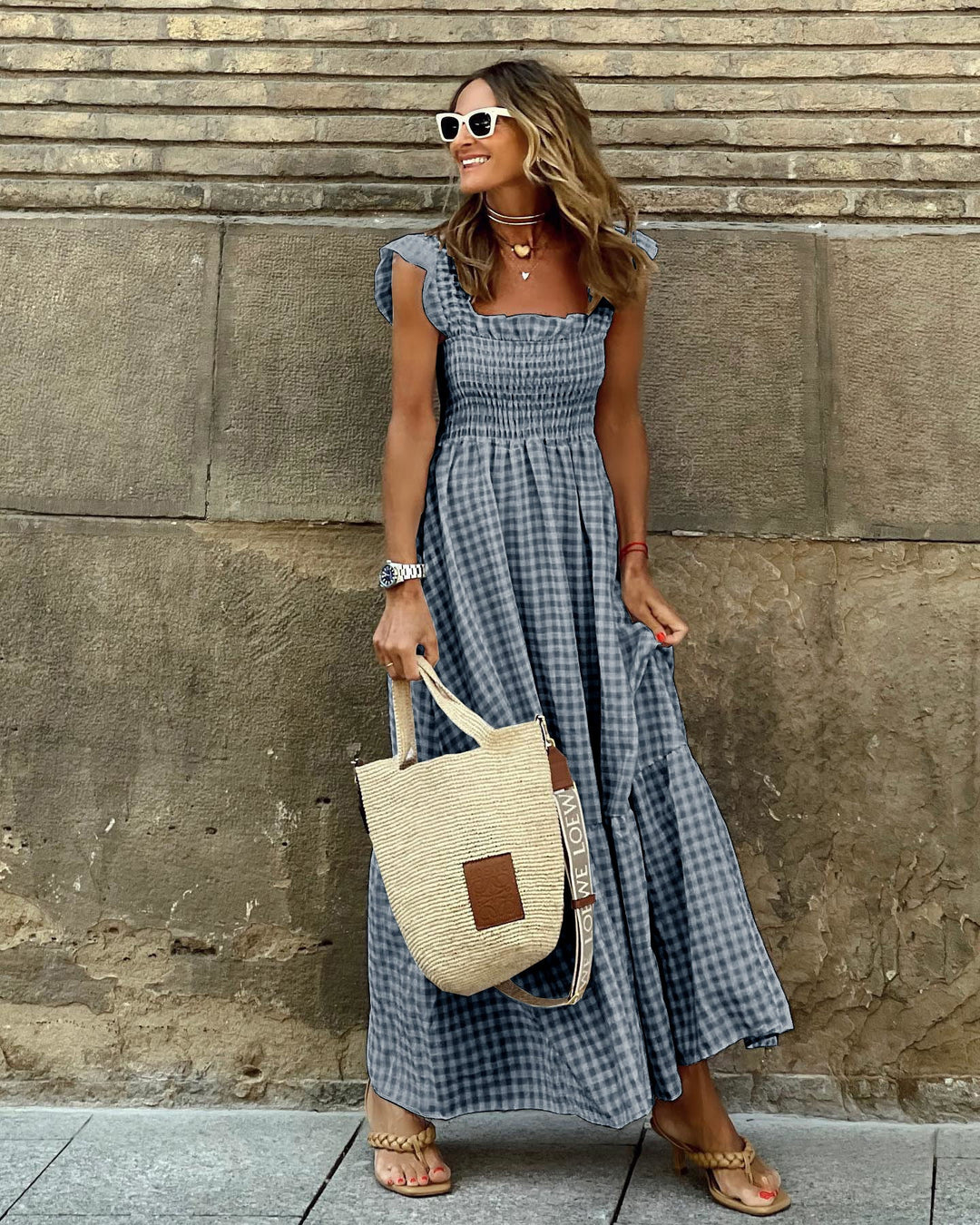 Christine | Women's Elegant Sleeve Smocked Maxi Dress Black