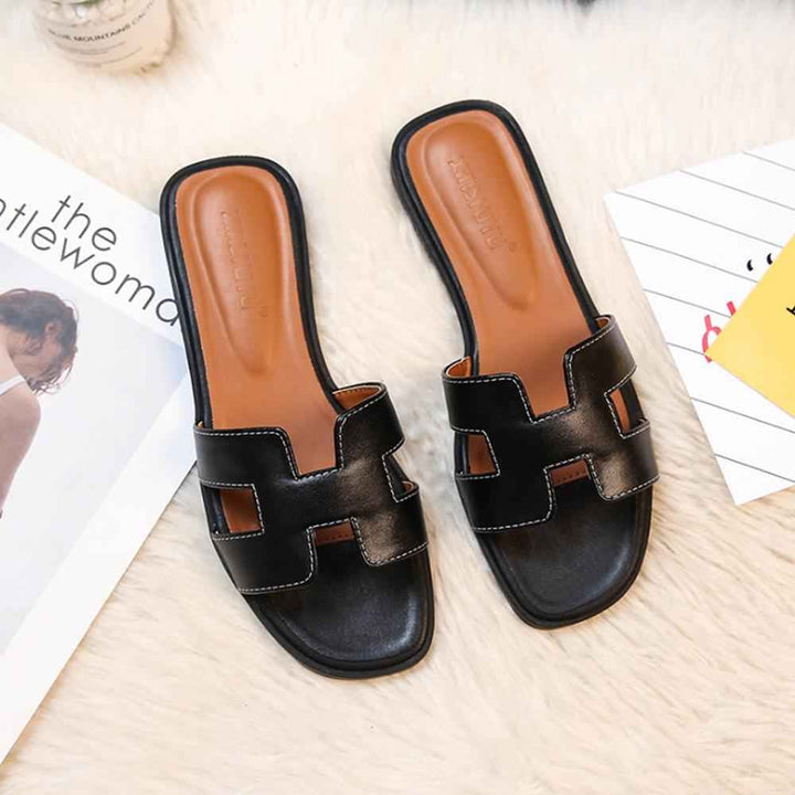 H Design Sandal – Premium Faux Leather Slip-On Sandals