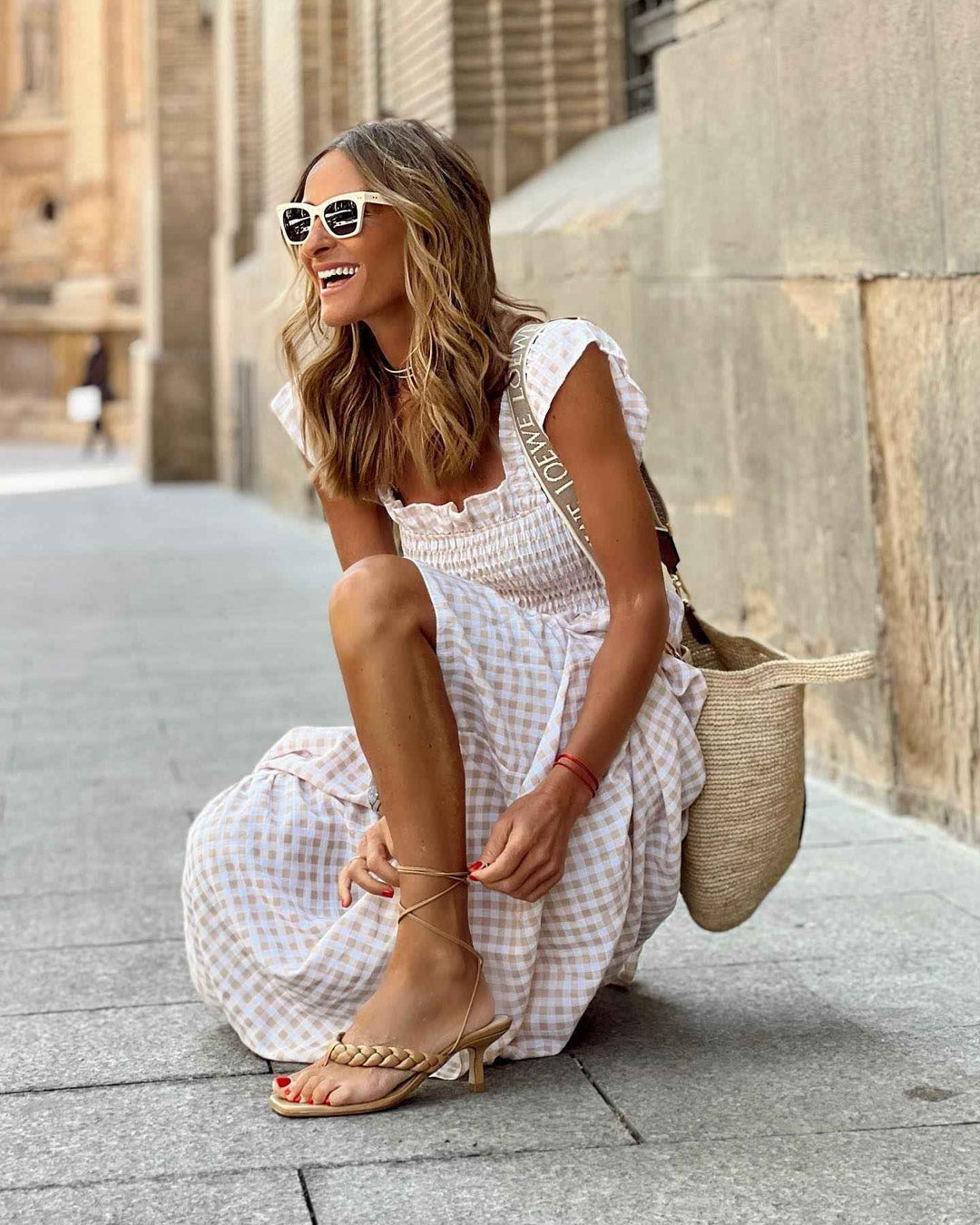 Christine | Elegant Sleeve Smocked Maxi Dress