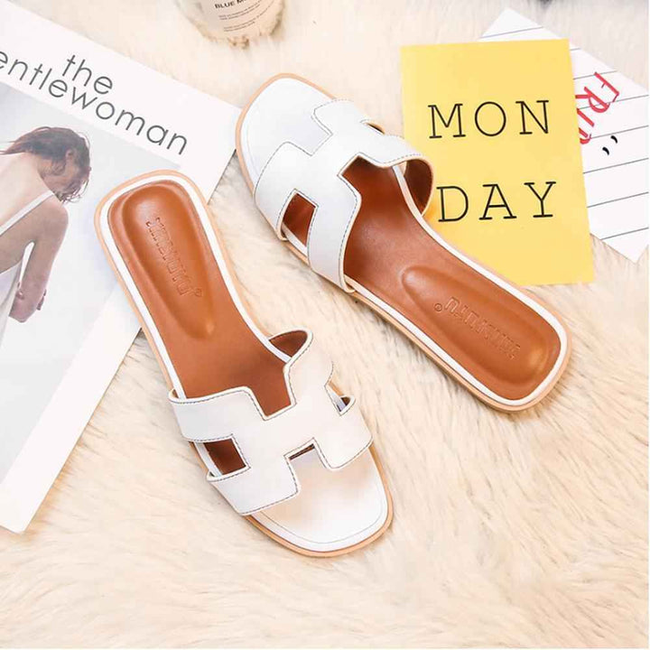 H Design Sandal – Premium Faux Leather Slip-On Sandals