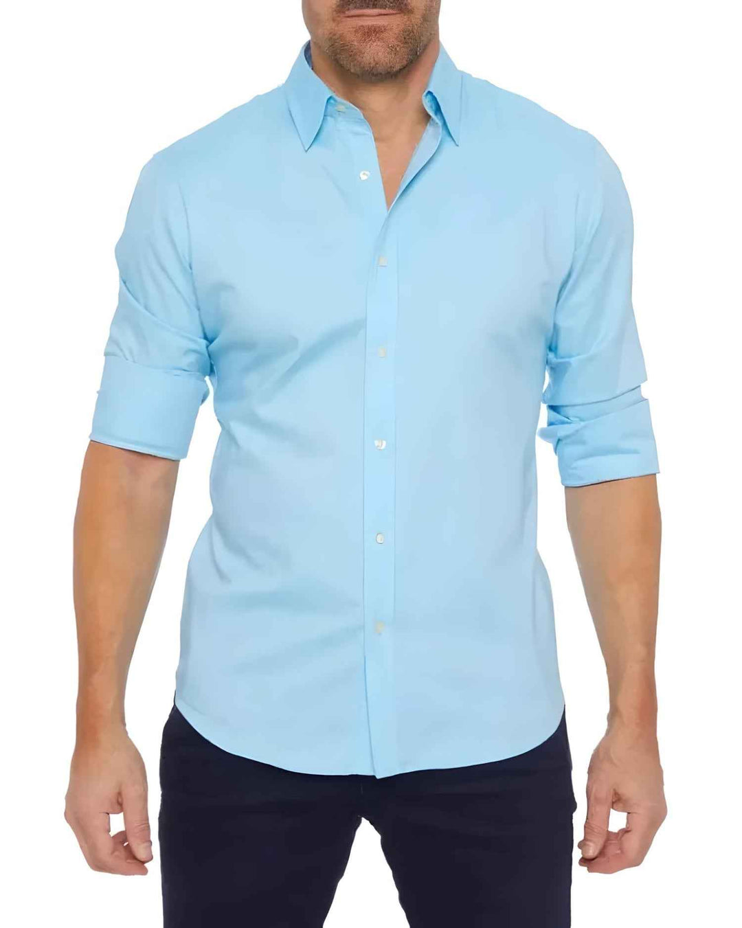Men's Zippered Wrinkle-Free Shirt Sky Blue