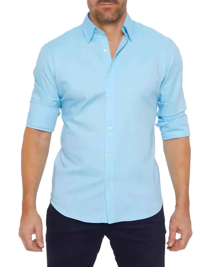 Men's Zippered Wrinkle-Free Shirt Sky Blue