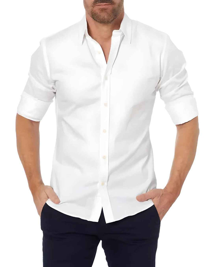 Men's Zippered Wrinkle-Free Shirt White