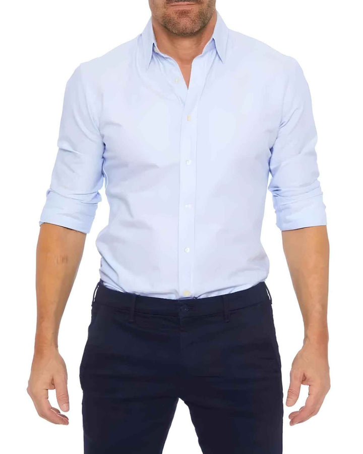 Men's Zippered Wrinkle-Free Shirt Light Blue