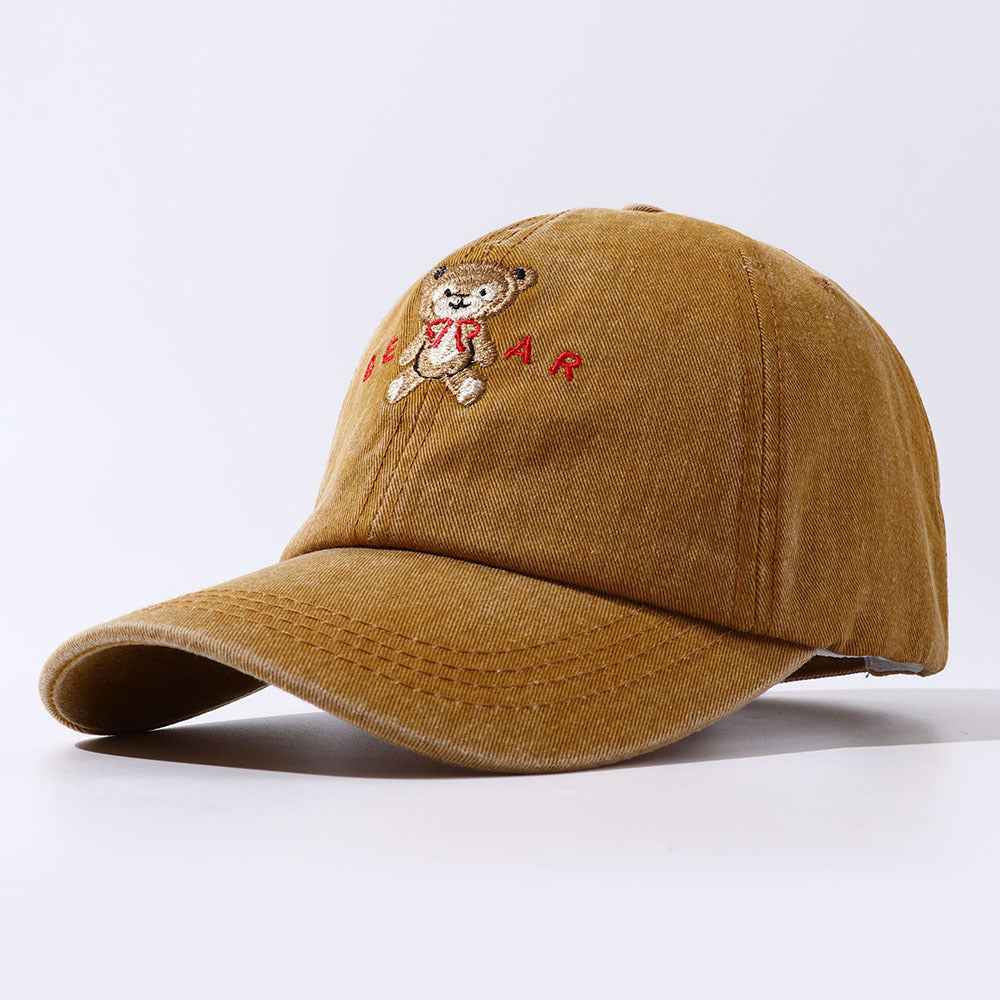 Women Cartoon Teddy Bear Embroidery Dad Hats Yellow One Size