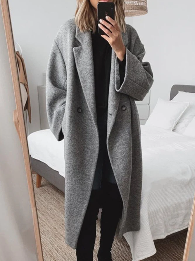 Women's Stylish Long Warm Coat Grey