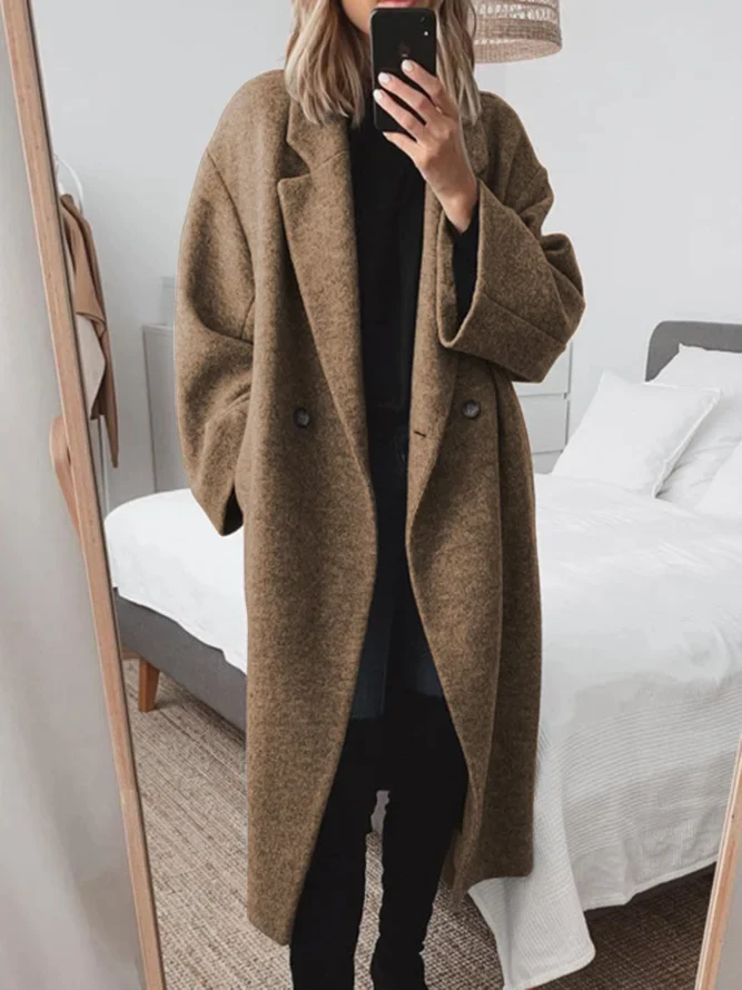 Women's Stylish Long Warm Coat Brown