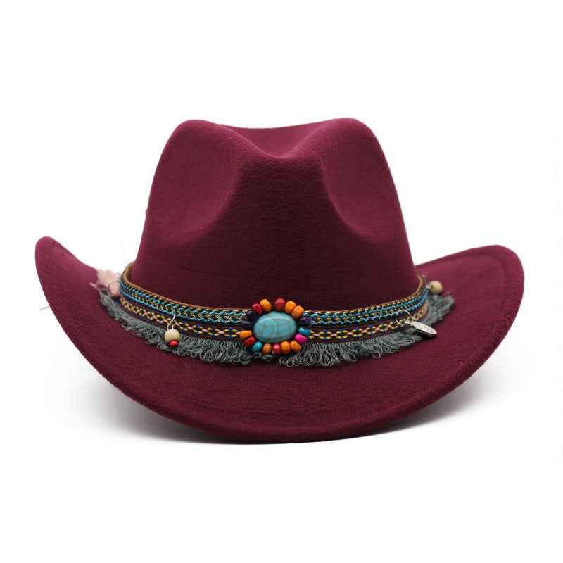 Cowboy Hats for Men & Women - Stylish Curled Felt for Riding Adventures Wine Red