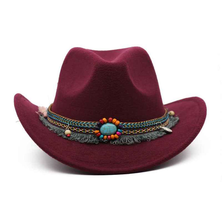 Cowboy Hats for Men & Women - Stylish Curled Felt for Riding Adventures Wine Red