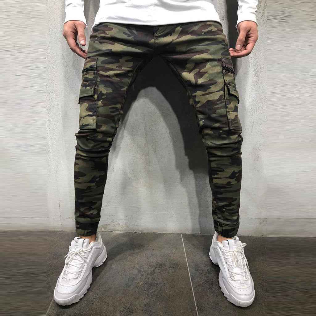 Men's Slim Fit Camouflage Cargo Pants Camouflage Green