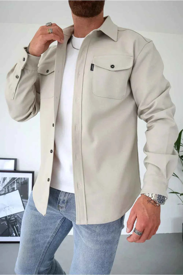 Men's Stylish Casual Overshirt Creme