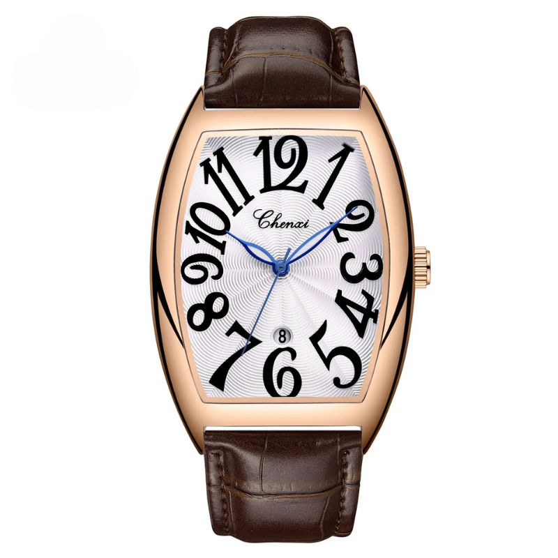 Elegant Leather Timepiece Brown Gold