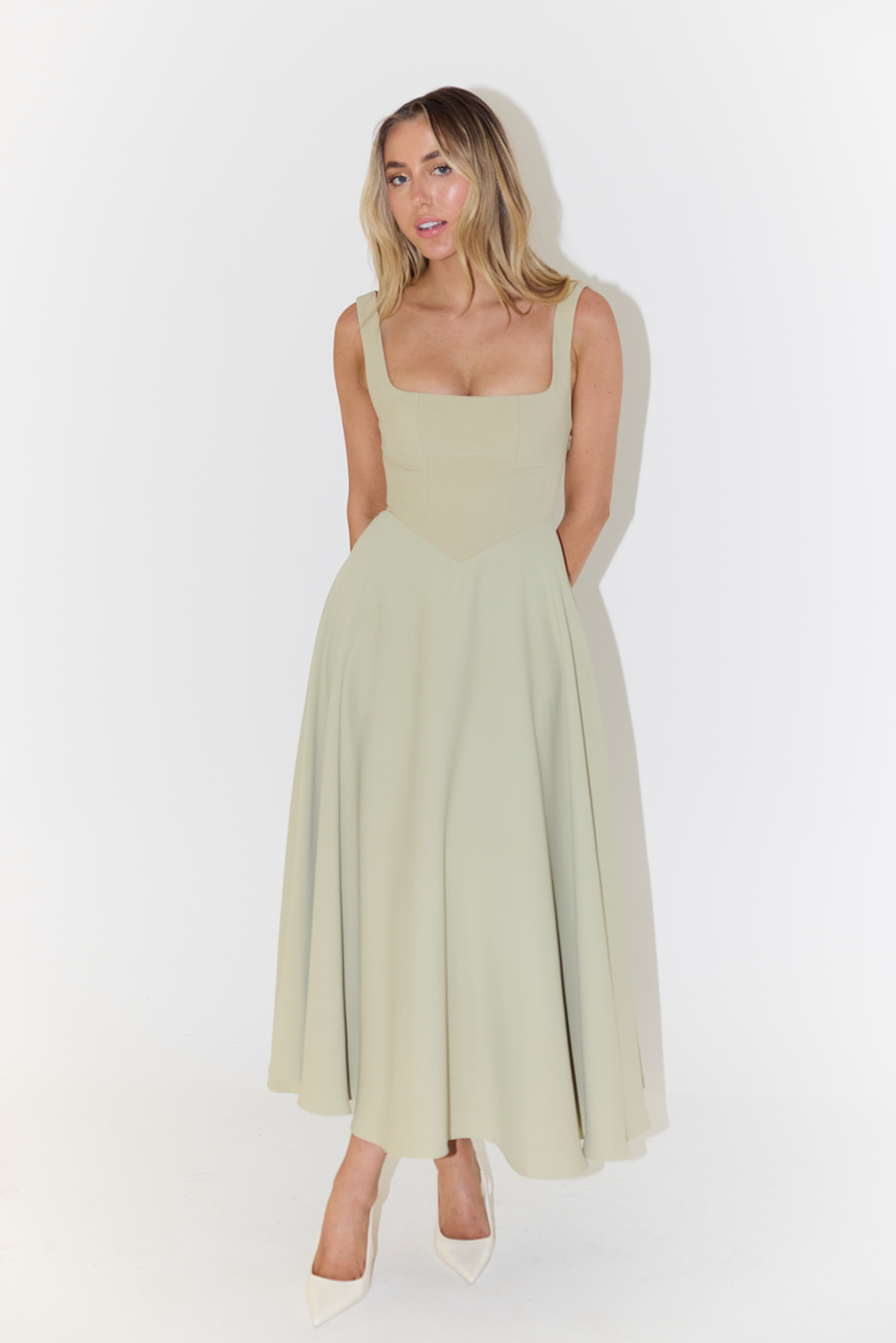 Paloma | Women's Midi Dress with Square Neckline