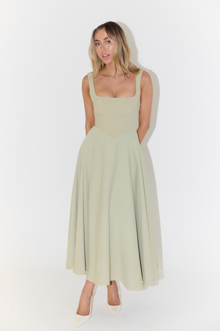 Paloma | Women's Midi Dress with Square Neckline