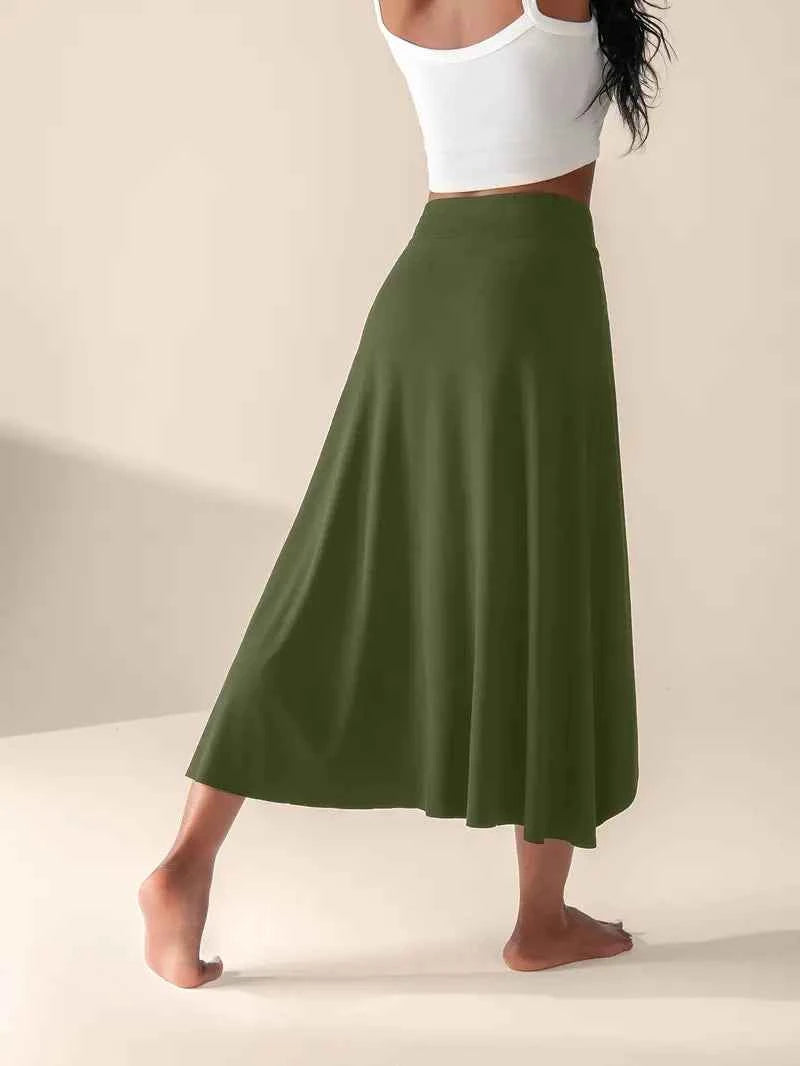 Women's High Waist Skirt with Split and Pockets