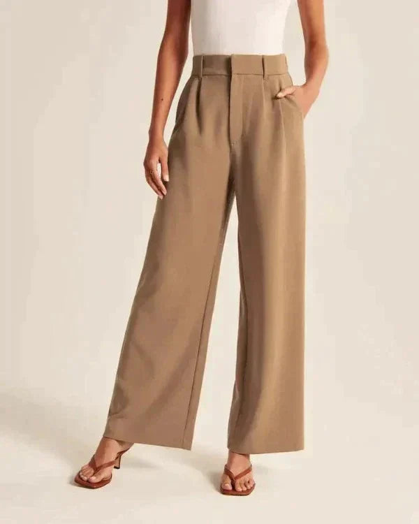Jiska | Women's Stylish High Waist Wide Leg Trousers - Trendy & Comfy