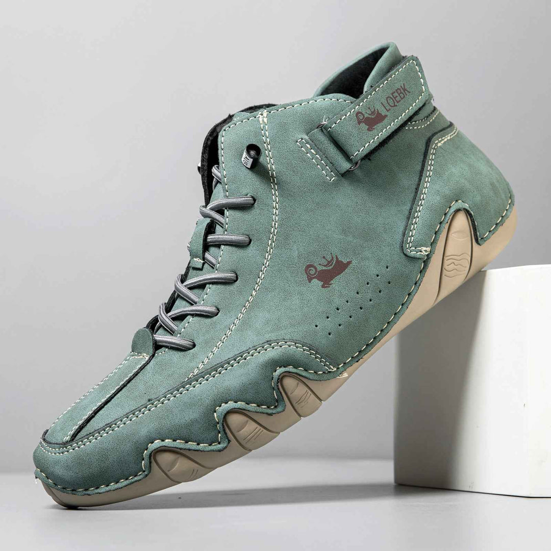 Men's Comfortable Leather Walking Shoes for Balance Green