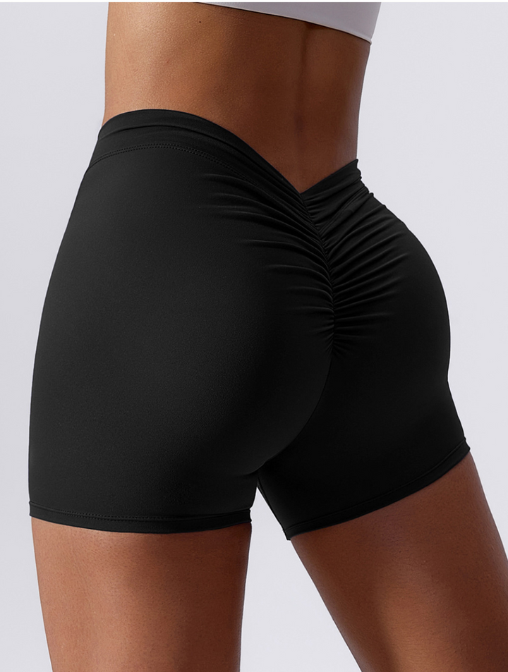 Women's High Waist Ruffled Back Sports Shorts - Stretchy & Breathable Fitness Wear