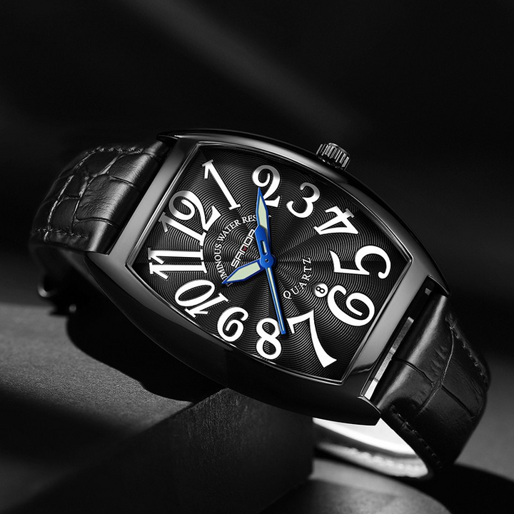 Elegant Art Deco Style Watch Jet Black