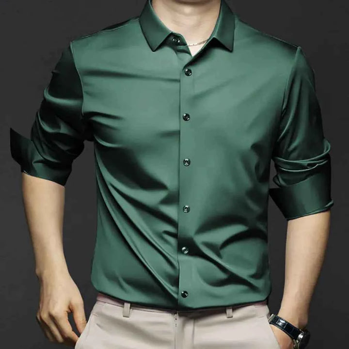 Men's Stylish Wrinkle-Free Dress Shirt – Easy Care and Comfortable Dark Green