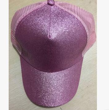 Casual Sunshade Duck Tongue Net Hat Ladies Ponytail Pink2 Glittery