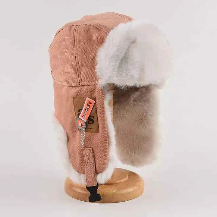Standard Fit Trapper Hat with Ear Flaps and Fur Lining Rose