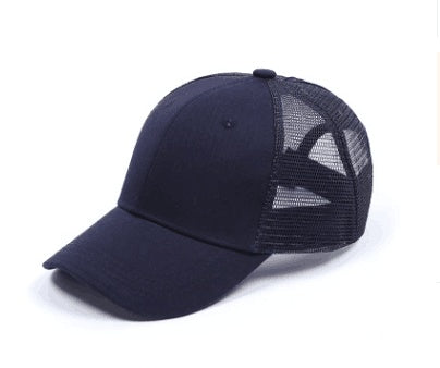 Casual Sunshade Duck Tongue Net Hat Ladies Ponytail Navy Plain