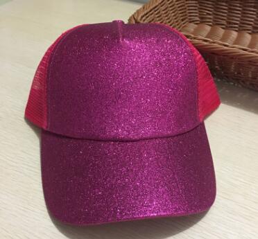 Casual Sunshade Duck Tongue Net Hat Ladies Ponytail Rose Glittery