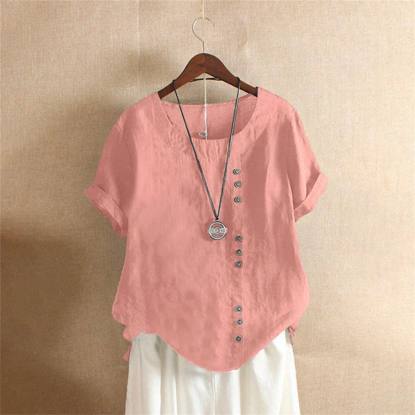 Women's Effortless Button Detail Summer Blouse Pink