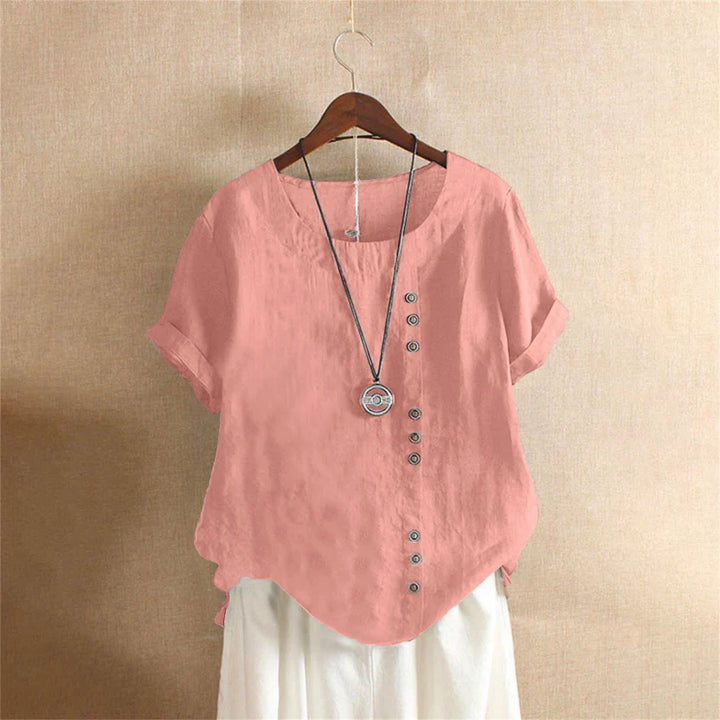 Women's Effortless Button Detail Summer Blouse Pink