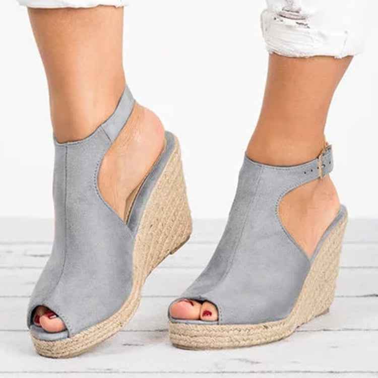 Fashion Women Platform Sandals Peep Toe Spartan Sandals Women Summer Wedges High Heel Shoes gray 36