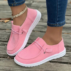 Women's Casual Corduroy Slip-On Sneakers with Laces Pink