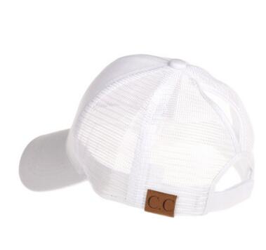 Casual Sunshade Duck Tongue Net Hat Ladies Ponytail White Plain