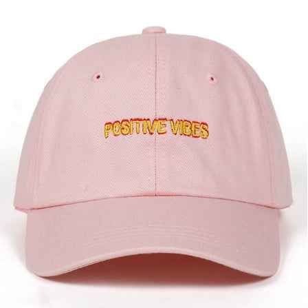 New Positive Vibes Cotton Embroidery Baseballcap Men Women Pink