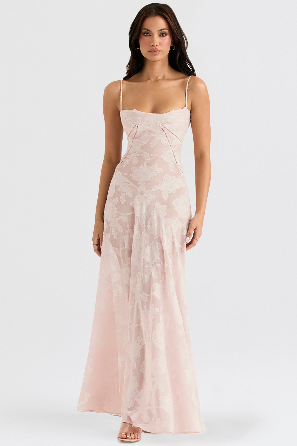 Charline | Women's Elegant Embroidered Maxi Dress Pink
