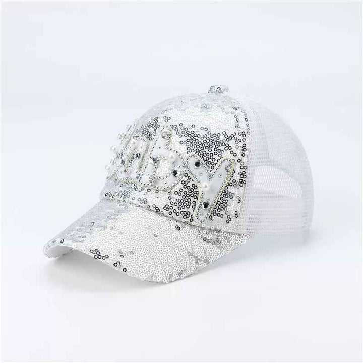 Men's & Women's Sequin Baseball Caps - Stylish Sunscreen Protection for All-Day Adventures White