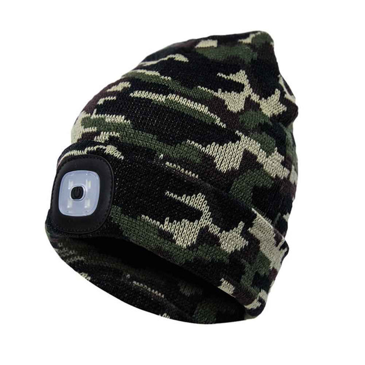BrightBeam LED Knit Hat - Light-Up Knitted Beanie with Button Cell Power