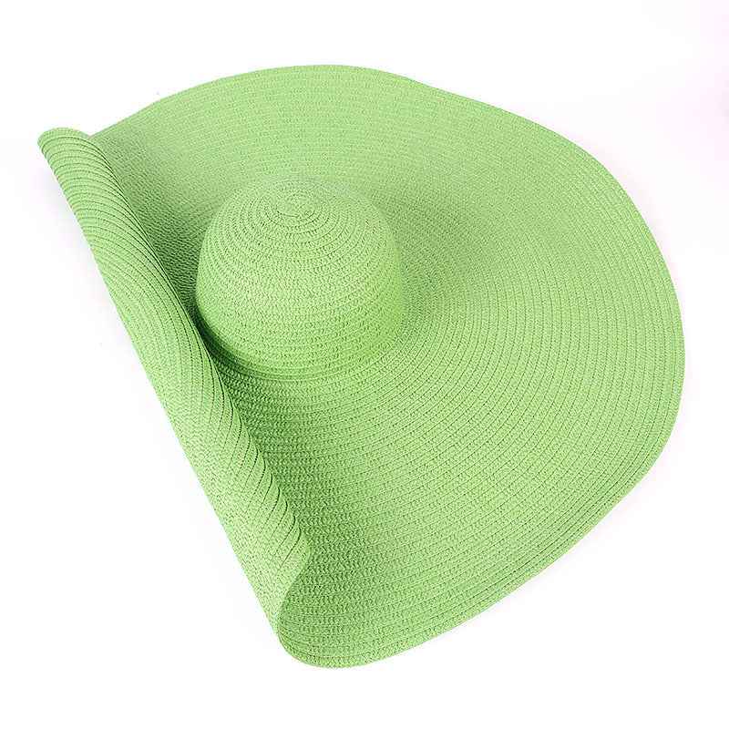 Oversized 25CM Wide Brim Straw Beach Hat for Women - UV Protection & Sun Safety Green