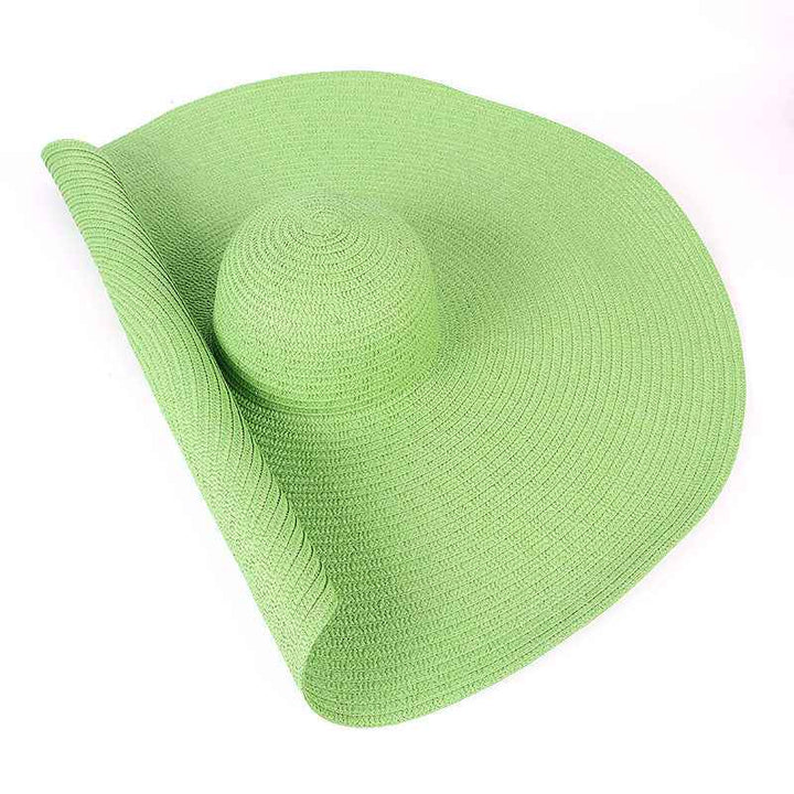Oversized 25CM Wide Brim Straw Beach Hat for Women - UV Protection & Sun Safety Green